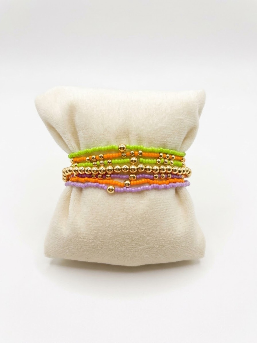 Hallo Gold Bead & Multi-Color Seed Bead Stackable Bracelet Set ENewton themed